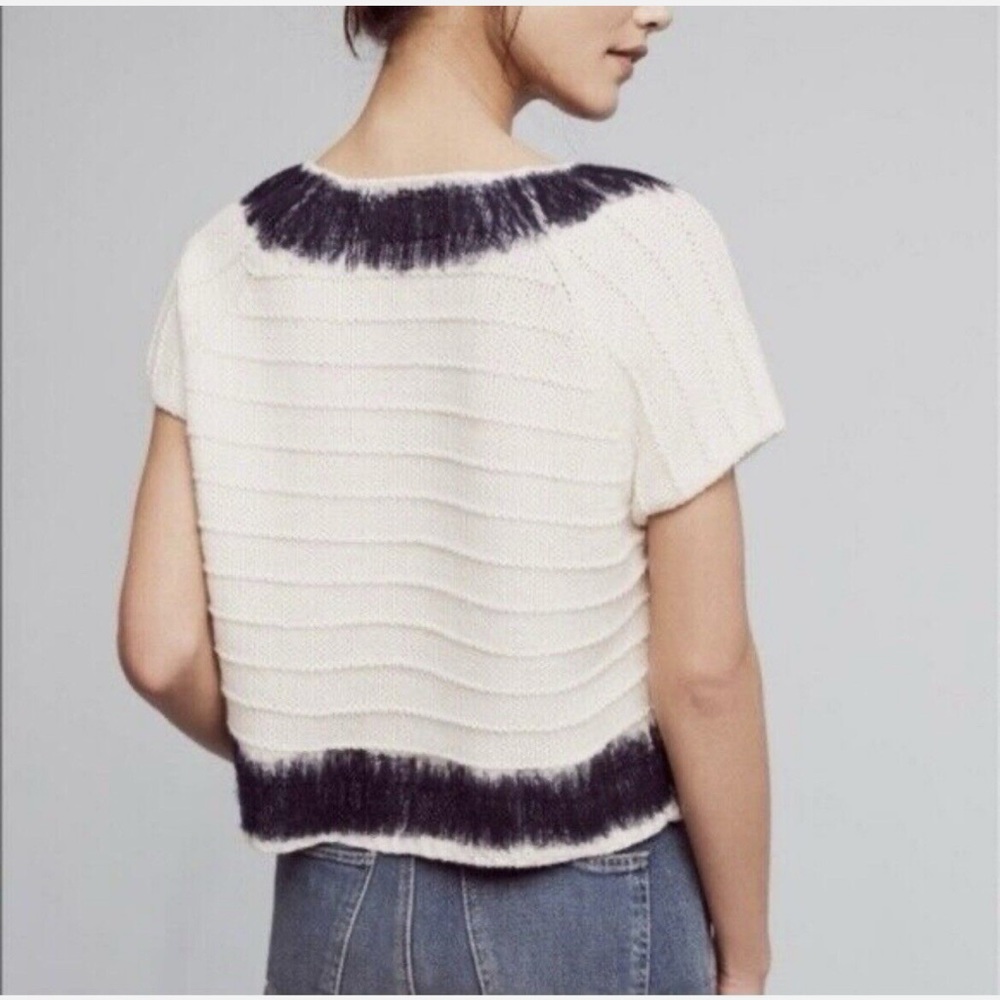 Anthropologie Field Flower Navy and Cream Sweater Size Small - Picture 2 of 8